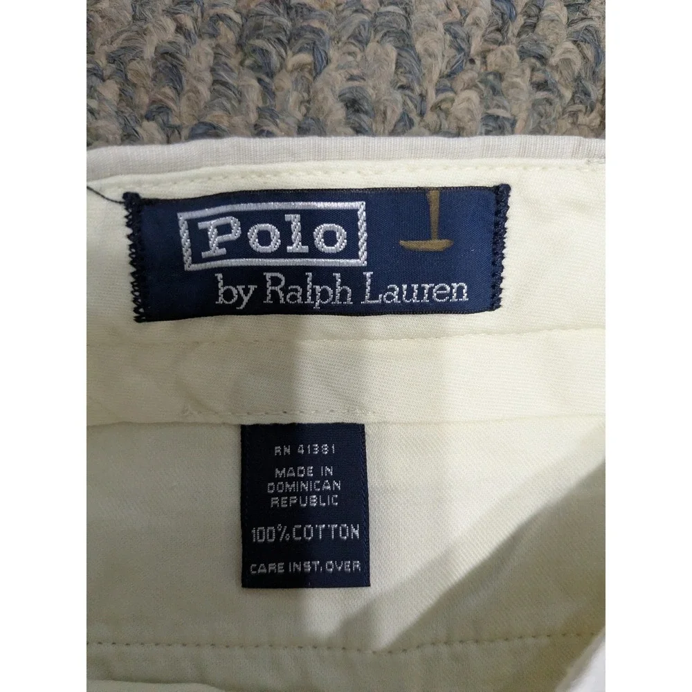 Polo Ralph Lauren Mens Pleated Chino Pants 38x30 Beige Cotton Cuffed NWT